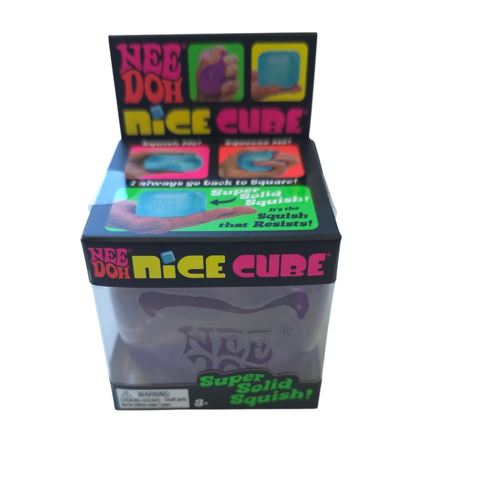 New NeeDoh Nice Cube Purple Super Solid Squish Fidget Toy Stress Ball Sensory